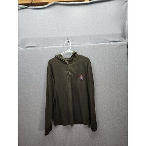 Public Record Olive Green Hooded Long Sleeve Shirt With Skull & Rose Embroidery